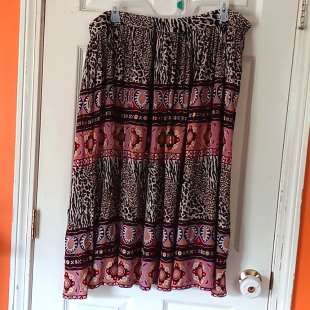 Boho Lagenlook Leopard Print Maxi Skirt